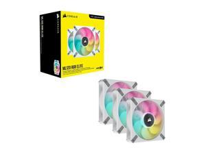 CORSAIR ML120 RGB Elite, 120mm Magnetic Levitation RGB Fan with AirGuide, 3-Pack with Lighting Node CORE - White Frame