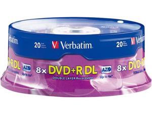 Verbatim DVD+R DL 8.5GB 8X with Branded Surface - 20pk Spindle Verbatim DVD+R DL 8.5GB 8X with Branded Surface - 20pk Spindle