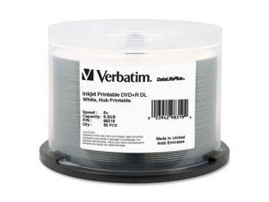 Verbatim DVD+R DL 8.5GB 8X DataLifePlus White Hub InkJet Printable 50 Pack Spindle Verbatim DVD+R DL 8.5GB 8X DataLifePlus White Hub InkJet Printable 50 Pack Spindle
