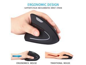 2.4G Wireless Left Handed Ergonomic Wireless Vertical Mouse - 800/1200/1600 DPI 5 Buttons for Laptop/Desktop/PC/Macbook - Black 2.4G Wireless Left Handed Ergonomic Wireless Vertical Mouse - 800/1200/1600 DPI 5 Buttons for Laptop/Desktop/PC/Macbook - Black