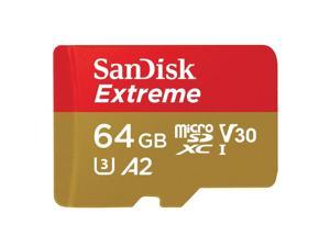 SanDisk 64GB Extreme microSDXC V30 A2 UHS-I/U3 CL10 TF Memory Card with Adapter, Speed Up to 160MB/s 60W SDSQXA2-064G