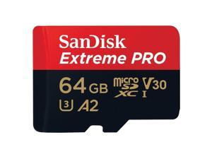 SanDisk 64GB Extreme Pro microSDXC V30 A2 UHS-I/U3 CL10 TF Memory Card with Adapter, Speed Up to 170MB/s 90W SDSQXCY-064G