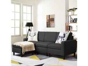 Waleaf Convertible Sectional Sofa with Reversible Chaise, L-Shape 3-seater Sofa Couch with Modern Linen Fabric, Living Room Indoor Sleeper with Ottoman Set for Small Space (Light Grey) Waleaf Convertible Sectional Sofa with Reversible Chaise, L-Shape 3-seater Sofa Couch with Modern Linen Fabric, Living Room Indoor Sleeper with Ottoman Set for Small Space (Light Grey)