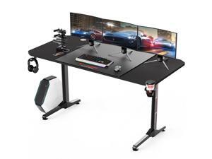 Vitesse 63 inch Gaming Desk T Shaped Computer Desk with Free large Mouse pad, Racing Style Professional Gamer Game Station with USB Gaming Handle Rack, Cup Holder & Headphone Hook Vitesse 63 inch Gaming Desk T Shaped Computer Desk with Free large Mouse pad, Racing Style Professional Gamer Game Station with USB Gaming Handle Rack, Cup Holder & Headphone Hook