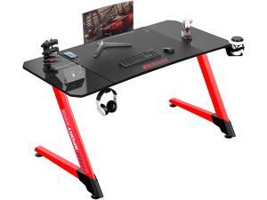 Vitesse 44 Inch Ergonomic Gaming Desk, Z Shaped Office PC Computer Desk with Large Mouse Pad, Gamer Tables Pro with USB Gaming Handle Rack, Stand Cup Holder and Headphone Hook