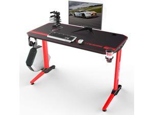 Vitesse 44 inch Gaming Desk Racing Style Computer Desk with Free Mouse pad and USB Gaming Handle Rack, T-Shaped Professional Gamer Game Station with Cup Holder and Headphone Hook Vitesse 44 inch Gaming Desk Racing Style Computer Desk with Free Mouse pad and USB Gaming Handle Rack, T-Shaped Professional Gamer Game Station with Cup Holder and Headphone Hook