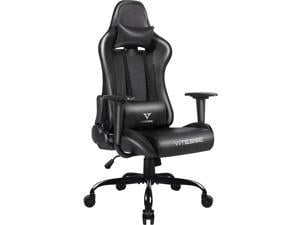 Vitesse Gaming Office Chair with Carbon Fiber Design, High Back Racing Style Seat, Swivel, Lumbar Support and Headrest (Black)