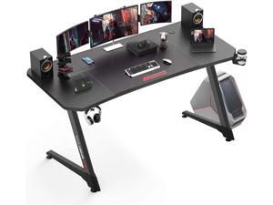 Vitesse 63 Inch Gaming Desk Ergonomic Office PC Computer Desk with Large Mouse Pad Z Shaped Gamer Tables Pro with USB Gaming Handle Rack Stand Cup Holder and Headphone Hook