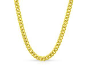 Sterling Silver Italian 4mm Miami Cuban Curb Link Thick Solid 925 Yellow Gold Plated Necklace Chain 16" - 30"