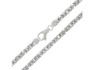 Sterling Silver 7.5mm Hollow Byzantine Box Link 925 Rhodium Necklace Chain 26-30 