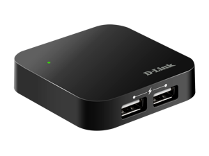 D-Link DUB-H4 4-Port Hub Hi-Speed USB 2.0 480Mbps Fast charging port 2A Power EU Plug 110V-220V