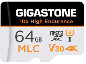 [10x High Endurance] Gigastone Industrial 64GB MLC Micro SD Card, 4K Video Recording, Security Cam, Dash Cam, Surveillance Compatible 100MB/s, U3 C10, with Adapter [5-Yrs Free Data Recovery]