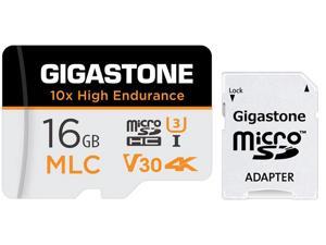 [10x High Endurance] Gigastone Industrial 16GB MLC Micro SD Card, 4K Video Recording, Security Cam, Dash Cam, Surveillance Compatible 95MB/s, U3 C10, with Adapter [5-Yrs Free Data Recovery]