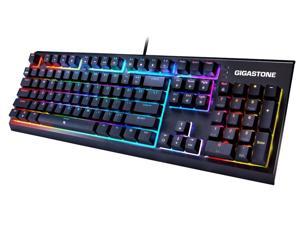 [Gigastone Mechanical Gaming Keyboard] Gaming Keyboard with LED RGB Backlit Keys, Brown Switches Mechanical Keyboard, Precise Tactile Feedback, Full Anti-Ghosting (104 Keys, Black)