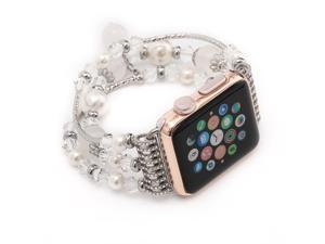 GOOSUU for Apple Watch Strap 38mm All Series ,Fashion Elastic Natural Bracelet iWatch band Women Girls (White-38mm) GOOSUU for Apple Watch Strap 38mm All Series ,Fashion Elastic Natural Bracelet iWatch band Women Girls (White-38mm)