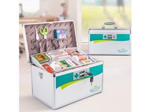 Goosuu Glosen Lockable First Aid Box Security Lock Medicine Storage Box With Portable Handle Prescription Drugs Medicine Or Stash Box Also For First Aid Kit Safe From Children Medium 12 Inch