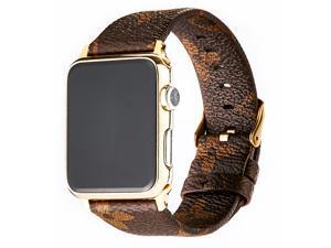GOOSUU for Louis Vuitton Apple Watch iWatch Strap 38-40mm 42-44mm,Sport Leisure Style iWatch Band Lattice Apple Watch Band, for Apple Series 6 5 4 3 2 1+ Gold Connector Classic Buckle Brown (38-40mm) GOOSUU for Louis Vuitton Apple Watch iWatch Strap 38-40mm 42-44mm,Sport Leisure Style iWatch Band Lattice Apple Watch Band, for Apple Series 6 5 4 3 2 1+ Gold Connector Classic Buckle Brown (38-40mm)