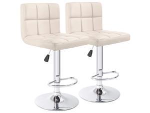 Homall Bar Stools Modern PU Leather Adjustable Swivel Barstools, Armless Hydraulic Kitchen Counter Bar Stool Synthetic Leather Extra Height Square Island Barstool with Back Set of 2 (Beige) Homall Bar Stools Modern PU Leather Adjustable Swivel Barstools, Armless Hydraulic Kitchen Counter Bar Stool Synthetic Leather Extra Height Square Island Barstool with Back Set of 2 (Beige)