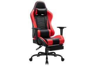 Homall High-back Recliner Gaming Chair Swivel Office Chair PU Leather Adjustable Height Racing Style Computer Chair with Lumber Support Ergonomic Gaming Chair with Headrest and Footrest (Red)