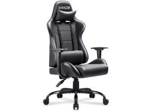 Homall Office Gaming Chair Carbon PU Leather Reclining Black Racing Style, Executive Ergonomic Hydraulic Swivel Seat with Headrest and Lumbar Support (Black)