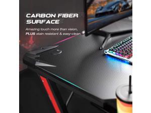 Simple Gaming Desk Z Shaped 40 Gamer PC Workstation, Home Computer Carbon  Fiber