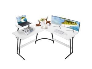 Homall Computer Desk L-Shaped Corner Desk Home Office Writing Study Gaming Desk PC Table with Large Monitor Stand Desk Workstation (White)