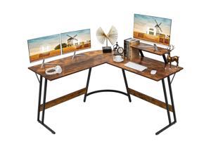 Homall Computer Desk L-Shaped Corner Desk Home Office Writing Study Gaming Desk PC Table with Large Monitor Stand Desk Workstation (Brown)