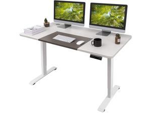 Homall Electric Height Adjustable Standing Desk 55 Inches Computer Desk Stand Up Home Office Workstation Desk T-Shaped Metal Bracket Desk with Wood Tabletop and Memory Preset Controller (White)