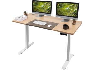 Homall Electric Height Adjustable Standing Desk 55 Inches Computer Desk Stand Up Home Office Workstation Desk T-Shaped Metal Bracket Desk with Wood Tabletop and Memory Preset Controller (Beige)