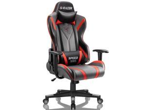 Homall Gaming Chair Racing Office High Back PU Leather Chair Computer Desk Chair Video Game Chair Ergonomic Swivel Chair with Headrest and Lumbar Support (Black & Gray)