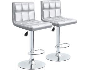 Homall Bar Stools Modern PU Leather Adjustable Swivel Barstools, Armless Hydraulic Kitchen Counter Bar Stool Synthetic Leather Extra Height Square Island Barstool with Back Set of 2 (Silver) Homall Bar Stools Modern PU Leather Adjustable Swivel Barstools, Armless Hydraulic Kitchen Counter Bar Stool Synthetic Leather Extra Height Square Island Barstool with Back Set of 2 (Silver)