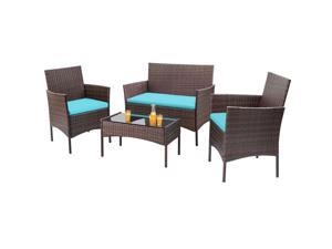 Homall 4 Pieces Outdoor Patio Furniture Sets Rattan Chair Wicker Set, Outdoor Indoor Use Backyard Porch Garden Poolside Balcony Furniture Clearance (Blue) Homall 4 Pieces Outdoor Patio Furniture Sets Rattan Chair Wicker Set, Outdoor Indoor Use Backyard Porch Garden Poolside Balcony Furniture Clearance (Blue)