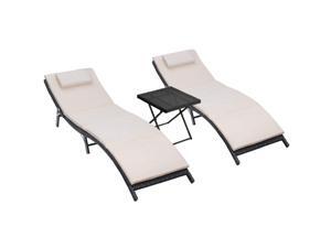 Homall 3 Pieces Patio Chaise Lounge Chair Sets Outdoor Beach Pool PE Rattan Reclining Chair with Folding Table and Cushion (Beige) Homall 3 Pieces Patio Chaise Lounge Chair Sets Outdoor Beach Pool PE Rattan Reclining Chair with Folding Table and Cushion (Beige)