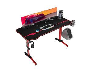 Homall 55 Inch Ergonomic Gaming Desk PC Computer Desk Home Office Table T-shaped Frame Table for Pressional Game Lover with Free Mouse Pad, Headphone Hook, Game Handle Rack and Cup Holder (Red) Homall 55 Inch Ergonomic Gaming Desk PC Computer Desk Home Office Table T-shaped Frame Table for Pressional Game Lover with Free Mouse Pad, Headphone Hook, Game Handle Rack and Cup Holder (Red)