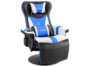 Homall Gaming Recliner Chair Racing Style Ergonomic High Back Computer Chair Swivel Game Reclining Chair Adjustable Backrest and Footrest w/Cup Holder and Side Pouch (Blue)