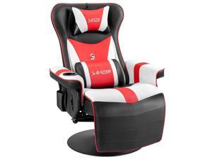 Homall Gaming Recliner Chair Racing Style Ergonomic High Back Computer Chair Swivel Game Reclining Chair Adjustable Backrest and Footrest w/Cup Holder and Side Pouch (Red)