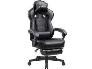 Homall Gaming Racing Style Reclining Ergonomic Home Office Computer High Back PU Leather Adjustable Swivel Big and Tall Chair with Footrest (Black)