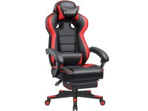 Homall Gaming Racing Style Reclining Ergonomic Home Office Computer High Back PU Leather Adjustable Swivel Big and Tall Chair with Footrest (Red)