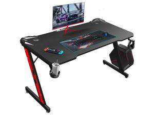 Homall 44 Inch Ergonomic Gaming Desk Z-shaped Racing Style PC Computer Desk Home Office Computer Table Gamer Workstation with Carbon Fiber Surface, Cup Holder, Headset Hook (Black) Homall 44 Inch Ergonomic Gaming Desk Z-shaped Racing Style PC Computer Desk Home Office Computer Table Gamer Workstation with Carbon Fiber Surface, Cup Holder, Headset Hook (Black)