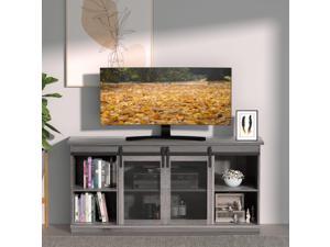 Homall TV Stand 58" Farmhouse Metal Media TV Console Table for Living Room Modern Entertainment Center with Sliding Barn Doors, Adjustable Shelves and Storage Cabinets for TVs up to 65" (Gray)