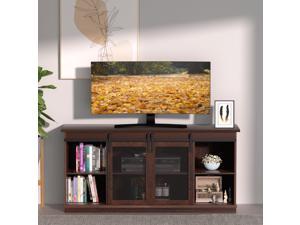 Homall TV Stand 58" Farmhouse Metal Media TV Console Table for Living Room Modern Entertainment Center with Sliding Barn Doors, Adjustable Shelves and Storage Cabinets for TVs up to 65" (Brown)