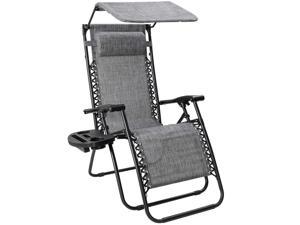 Homall Zero Gravity Chair Patio Lawn Chair Lounge Chair Folding Recliner Adjustable Outdoor with Canopy Shade, Cup Holder (Gray)