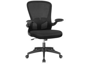 Homall Mesh Office Chair Ergonomic S-shape Back Design Desk Chair with Adjustable Lumbar Support and Flip-up Armrest (Black)