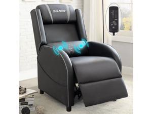 Homall Massage Gaming Recliner Chair Racing Style Single Living Room Sofa Recliner PU Leather Recliner Seat Home Theater Seating (Gray)