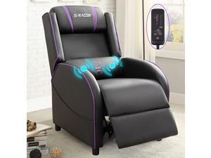 Homall Massage Gaming Recliner Chair Racing Style Single Living Room Sofa Recliner PU Leather Recliner Seat Home Theater Seating (Purple)