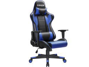 Homall High Back Gaming Chair Office Chair Executive Leather Computer Chair Racing Ergonomic Adjustable Swivel Desk Chair with Headrest and Lumbar Support (Blue)
