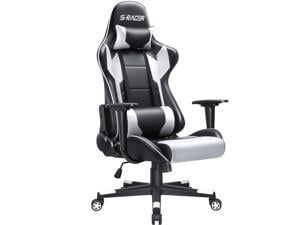 Homall High Back Chair Office Chair Executive Leather Computer Chair Racing Ergonomic Adjustable Swivel Desk Chair with Headrest and Lumbar Support (White) - Newegg.com