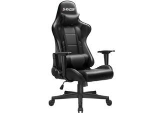 Homall High Back Gaming Chair Office Chair Executive Leather Computer Chair Racing Ergonomic Adjustable Swivel Desk Chair with Headrest and Lumbar Support (Black)