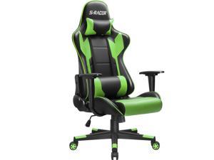 Homall High Back Gaming Chair Office Chair Executive Leather Computer Chair Racing Ergonomic Adjustable Swivel Desk Chair with Headrest and Lumbar Support (Green)