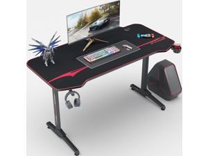 Homall Gaming Desk 43.6'' PC Computer Desk Racing Style T-shaped Home Office Table Gamer Workstation with Free Full Desk Mouse Pad, Cup Holder and Headphone Hook (Black)